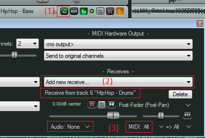 Step 05 - Setup the destination track to receive all MIDI events from the source track